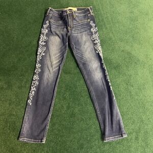 Abercrombie & Fitch Y2K Boho Low-Rise Embroidered Floral Skinny Denim Sz2 W29L24